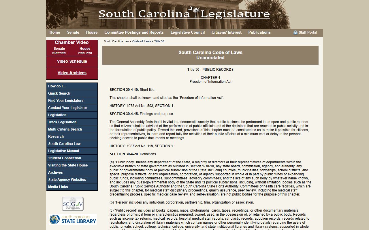 Darlington County arrest records South Carolina FOIA
