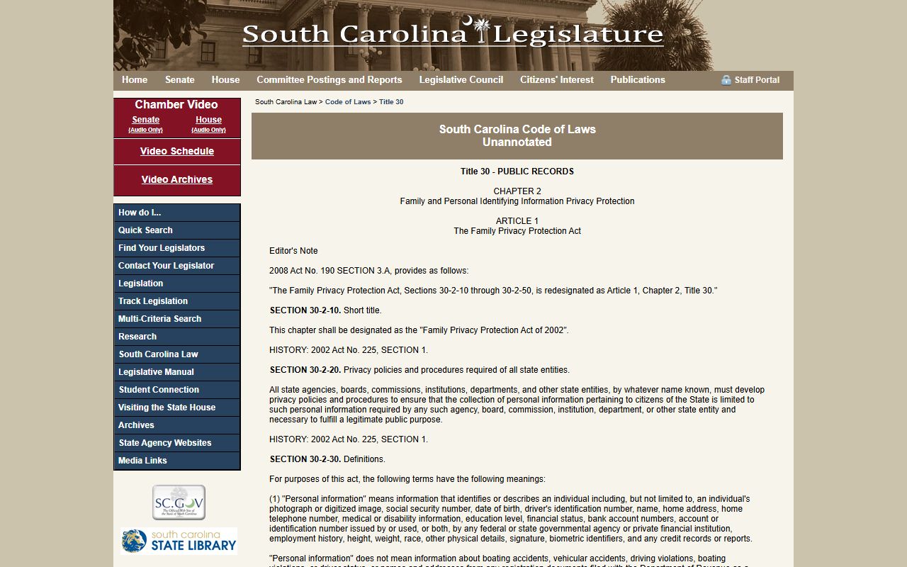 Darlington County arrest records South Carolina privacy statutes