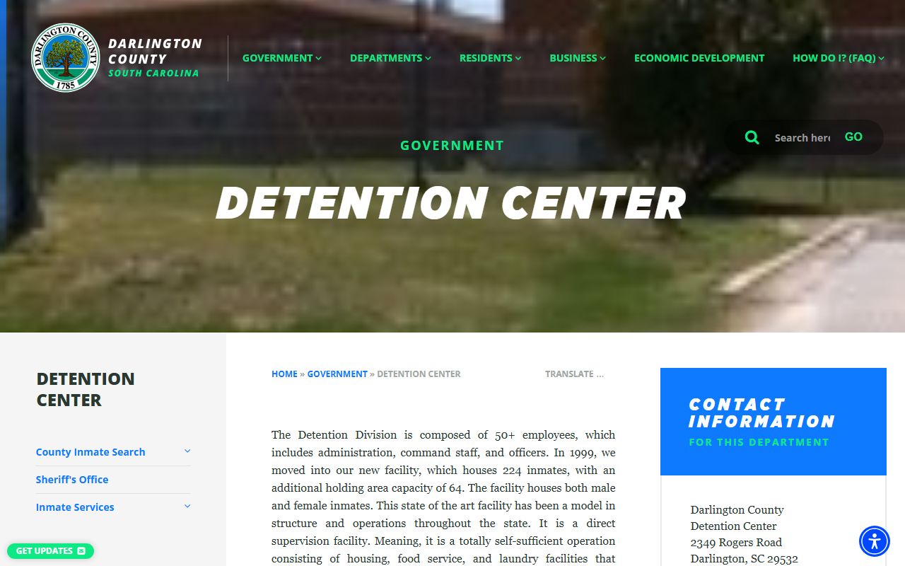 Darlington County arrest records detention center page
