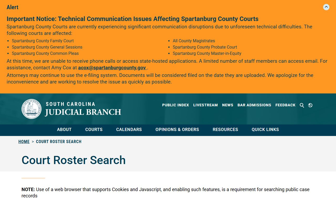 Darlington County court records court roster search