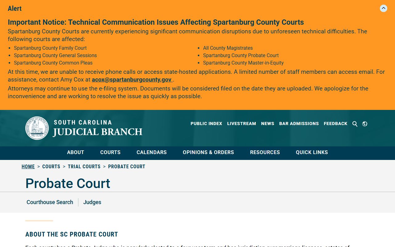 Darlington County Circuit Court records and Probate Court overview
