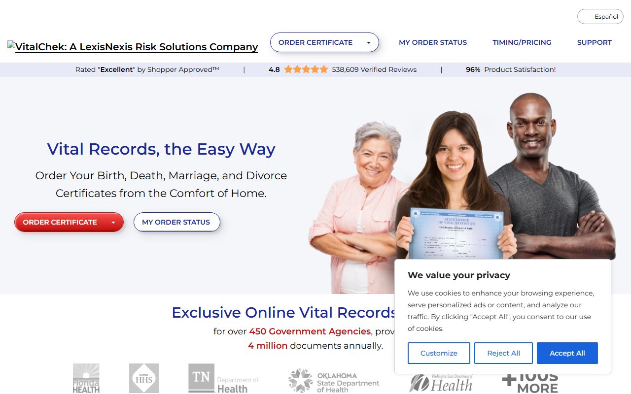 Darlington County marriage and divorce records VitalChek ordering vendor