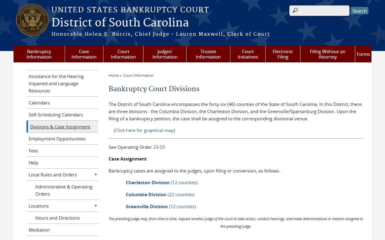 Darlington County probate records federal bankruptcy division list