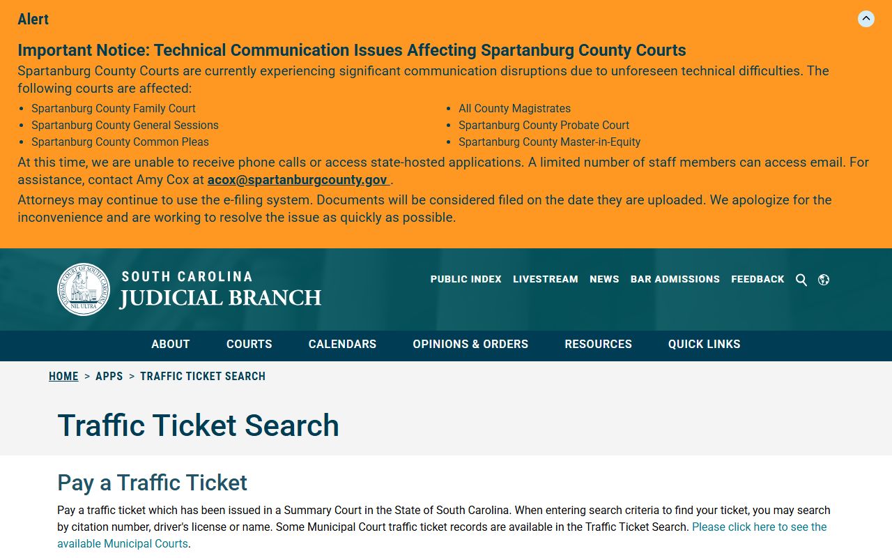 Darlington County traffic court records traffic ticket search