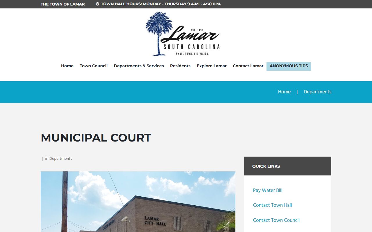 Darlington County traffic court records Lamar Municipal Court