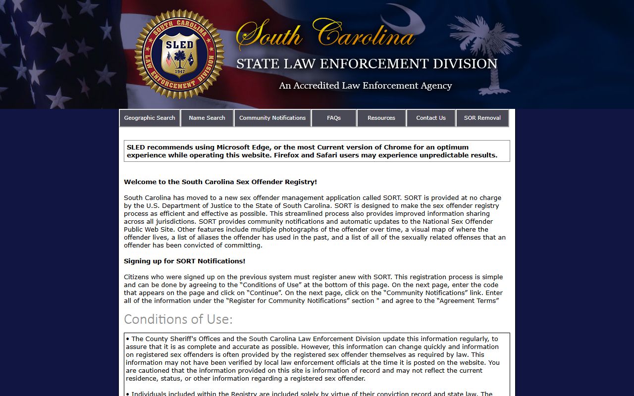 Darlington County warrant records state SLED SORT registry